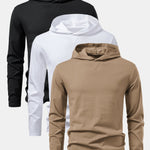 3 Pieces Long Sleeved Cotton Hooded T-Shirt