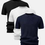 3 Pieces Ribbed Crew Neck Knit T-Shirt