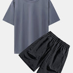 Los Angeles Illustration Bear Print Drop Shoulder Oversize T-Shirt & Patch Pocket Drawstring Shorts