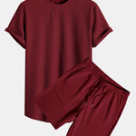 Muscle Fit Ribbed Arc Hem T-Shirt & Shorts