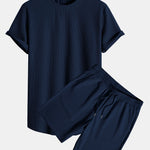 Muscle Fit Ribbed Arc Hem T-Shirt & Shorts