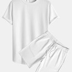 Muscle Fit Ribbed Arc Hem T-Shirt & Shorts