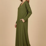 V Neck Slit Hem Sweatshirt Dress