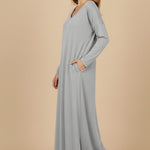 V Neck Slit Hem Sweatshirt Dress