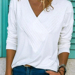 Margovil V-neck Long Sleeve Solid Basic Shirts