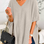 10 Colors V Neck Loose Fit Solid Poncho Sweater