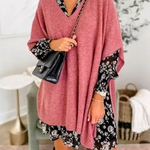 10 Colors V Neck Loose Fit Solid Poncho Sweater