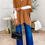 10 Colors V Neck Loose Fit Solid Poncho Sweater
