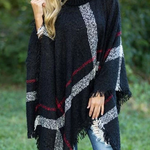 Margovil Chicest Tassel Lattice Cloak Poncho Sweater