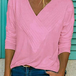 Margovil V-neck Long Sleeve Solid Basic Shirts
