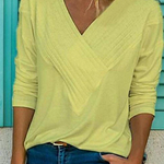 Margovil V-neck Long Sleeve Solid Basic Shirts
