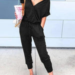 Margovil V Neck Wrap Jumpsuit with Pockets