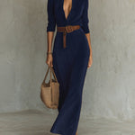 Lunori™ Célianne | Chic Suede Maxi Dress