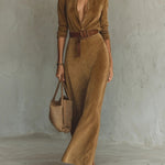 Lunori™ Célianne | Chic Suede Maxi Dress