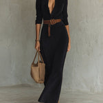 Lunori™ Célianne | Chic Suede Maxi Dress