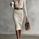 Lunori™ Valériea | Chic Fitted Midi Dress
