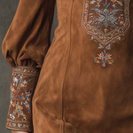 Lunori™ | Embroidered Suede Mini Dress in Purple