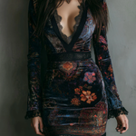 Lunori™ | Sofia Floral Velvet Mini Dress