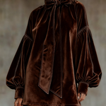 Lunori™ | Valentina – Mini Velvet Dress with Bow