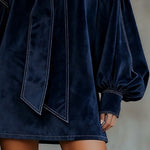 Lunori™ | Valentina – Mini Velvet Dress with Bow