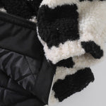 Teddy Fleece Checkerboard Stand Collar Jacket