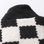Teddy Fleece Checkerboard Stand Collar Jacket