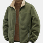 Teddy Lined Polar Fleece Zip-Up Stand Collar Jacket