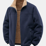 Teddy Lined Polar Fleece Zip-Up Stand Collar Jacket