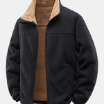 Teddy Lined Polar Fleece Zip-Up Stand Collar Jacket