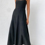 Women's Tube Top Slim High Waist Sling Knitted Dress Seaside Vacation Pleated Long Skirt