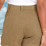 Casual Loose Solid Color Elastic Waist Tie Shorts