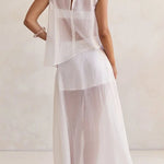 Lena Semi-sheer Irregular Hem Top and High Rise Side Zipper A-line Maxi Skirt Set