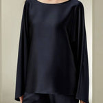 Satin Charmeuse Crewneck Blouse