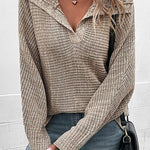 Solid Color Casual Long Sleeve Lapel Sweater