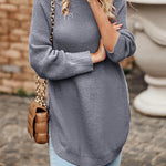 Irregular Hem Side Split Loose Pullover Turtleneck Sweater