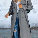 Work Solid Patchwork Turndown Collar Outerwear