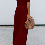 Round Neck Short Sleeve Long Jumpsuit