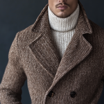Men's Vintage Casual Knit Double Breasted Lapel Jacket