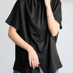 Loose Short Sleeves Solid Color Stand Collar T-Shirts Tops