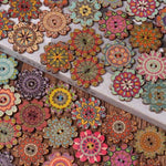 About 100Pcs Multi-Color Floral Pattern Buttons