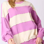 Colorblock Striped Top Casual Loose Long Sleeve Sweater