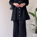 Casual Striped Jacquard Knitted Two-pieces Set