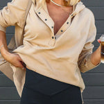 Women's New V-Neck Hooded Irregular Sweater
