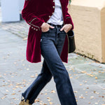 Warm velvet patchwork multi-button women's jacket
