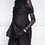 False Two Long Sleeves See-Through Solid Color Round-Neck T-Shirts Tops