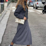Flowy long knitted midi skirt