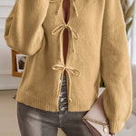 Solid Color Casual Loose Lace-up Knitted Sweater