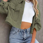 Women's Waffle Cardigan Short Top Jacket