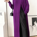 Original Loose Solid Color Split-Front Sweater Dress