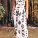 Casual Vacation Geometric Print Bandage Short Sleeve Two Pieces